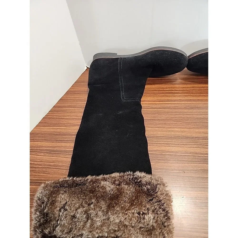 Sam Edelman Orlando Womens 7.5M Over‎ the Knee Suede Leather Faux Fur Boots